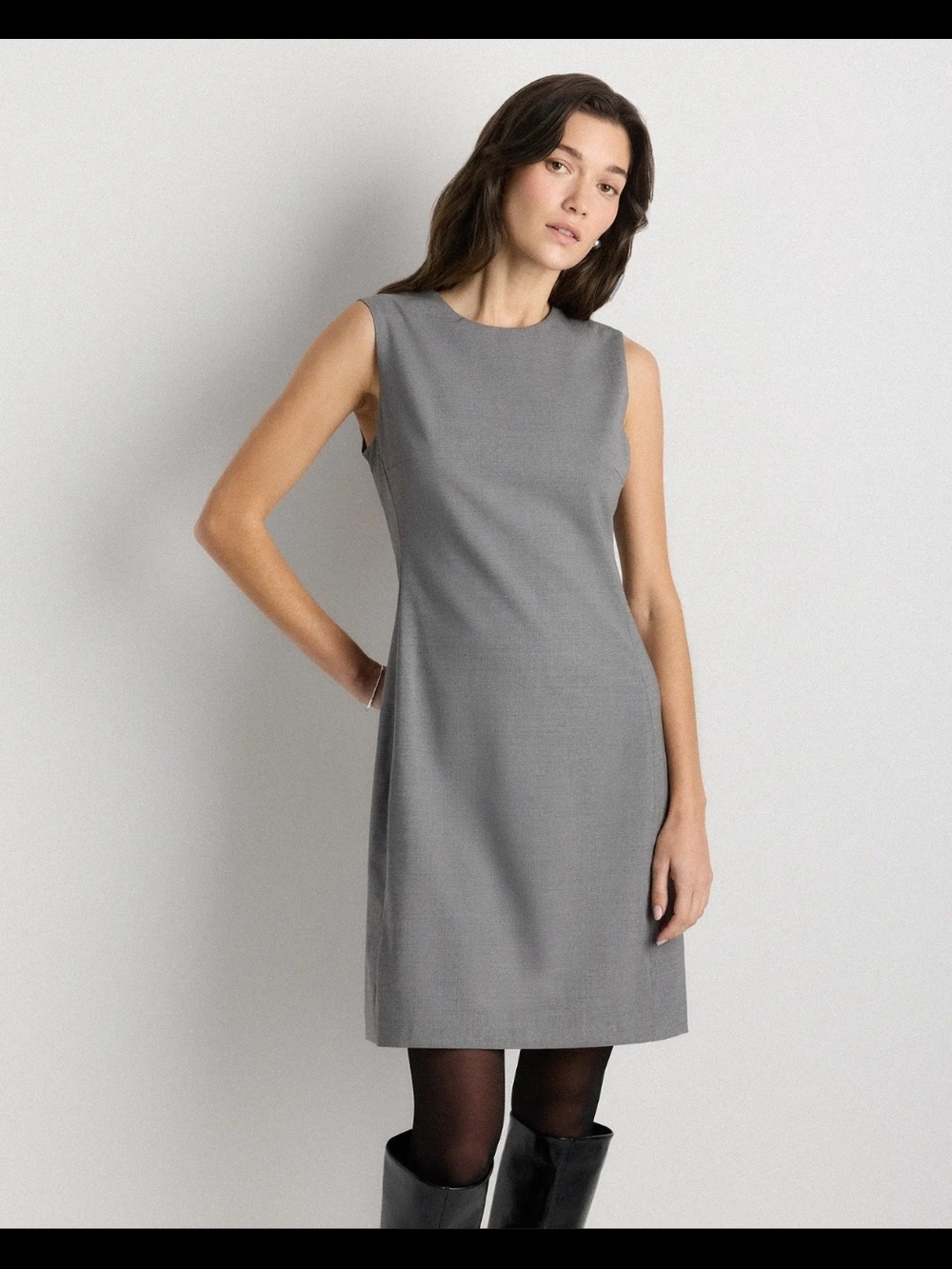Quince Italian Wool Sleeveless Mini Sheath Dress in Gray Size 8